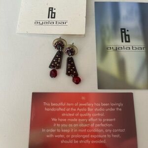 Ayala Bar Red and Gold hand made in Israel Dangle Earrings
